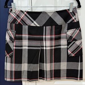 LOFT Black and White Plaid Skirt